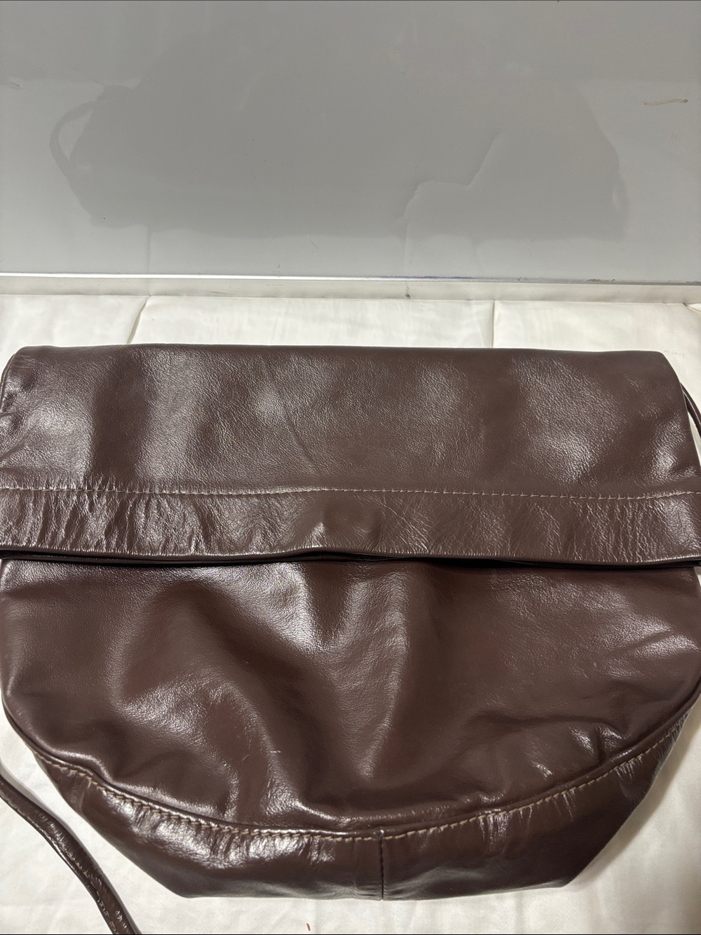 Artisan made foldover Everyday Chocolate Brown Leather Shoulder/crossbody bag